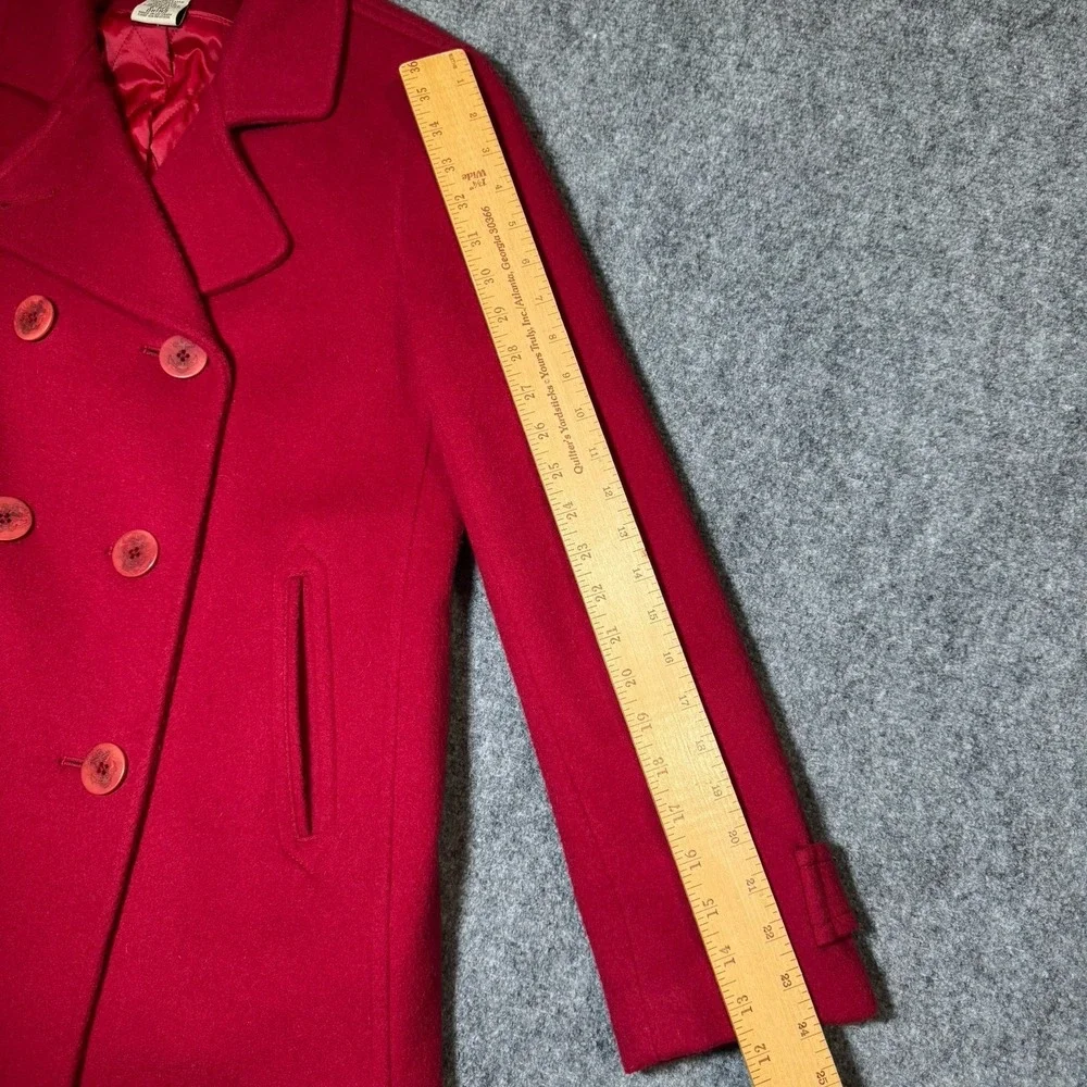 L.L. Bean Lambswool Pea Coat Jacket Women Sz 6 Double Breasted Anchor Thinsulate